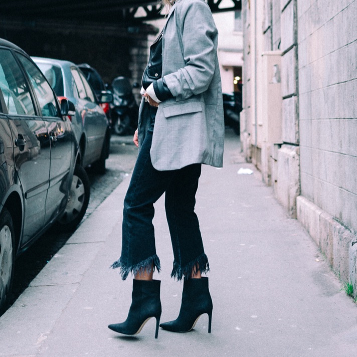 Mango Black Suede Ankle Boots With Stiletto Heel